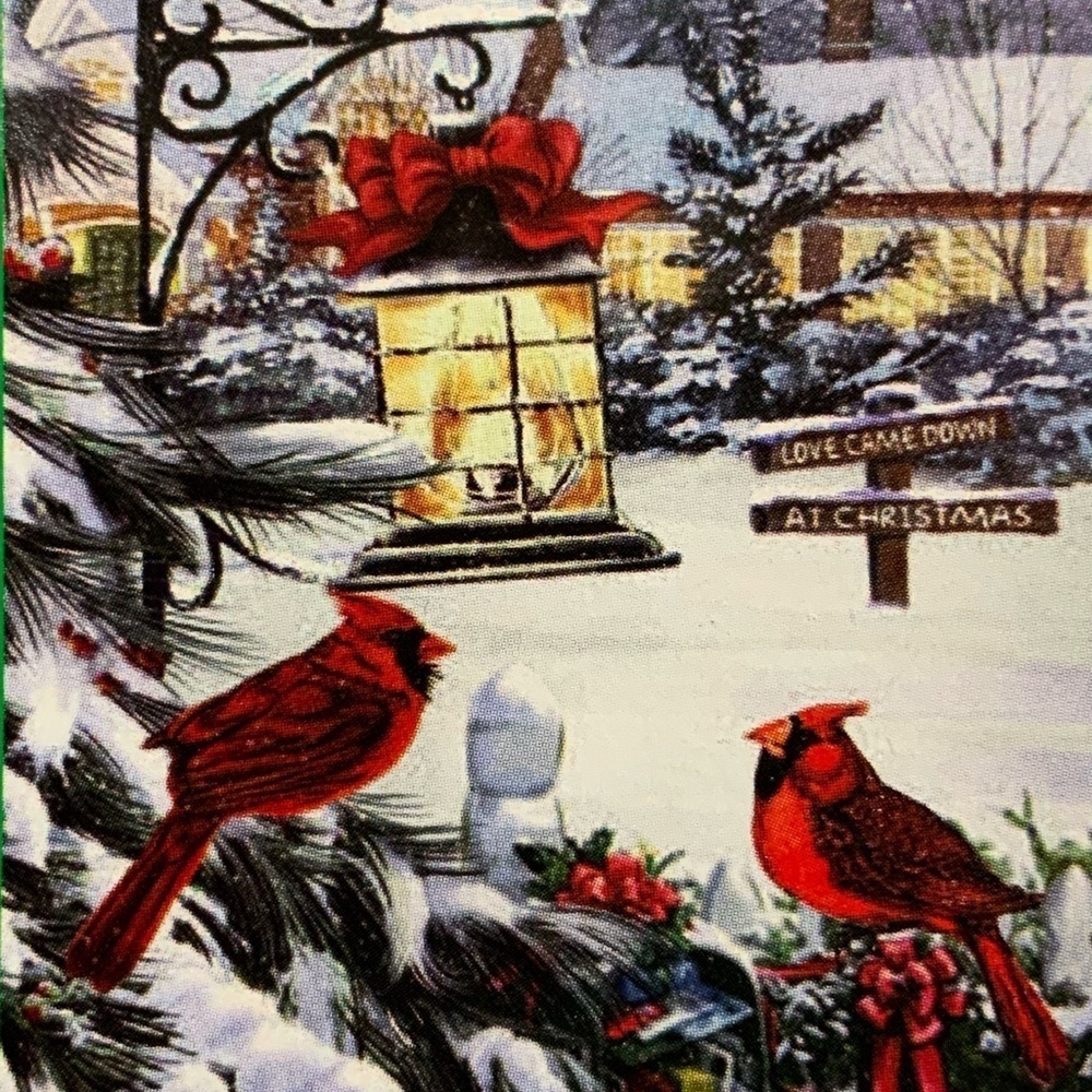 Winter Holiday Garden Flag with Pole Cardinals Complete Set